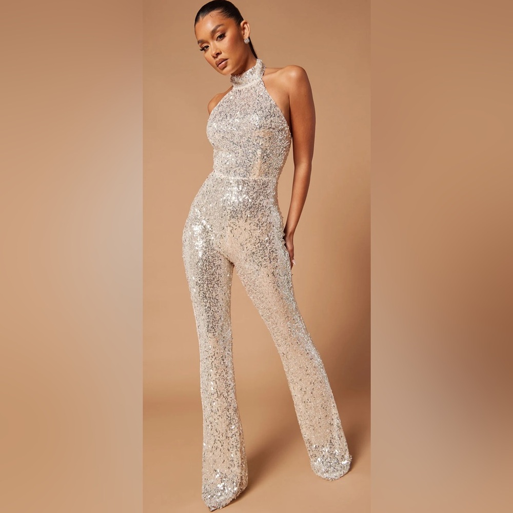 Sequin Silver Jumpsuit